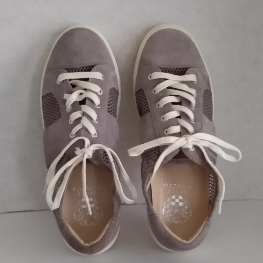 Vince Camuto Gray Suede Mesh Paneled Sneakers - 10